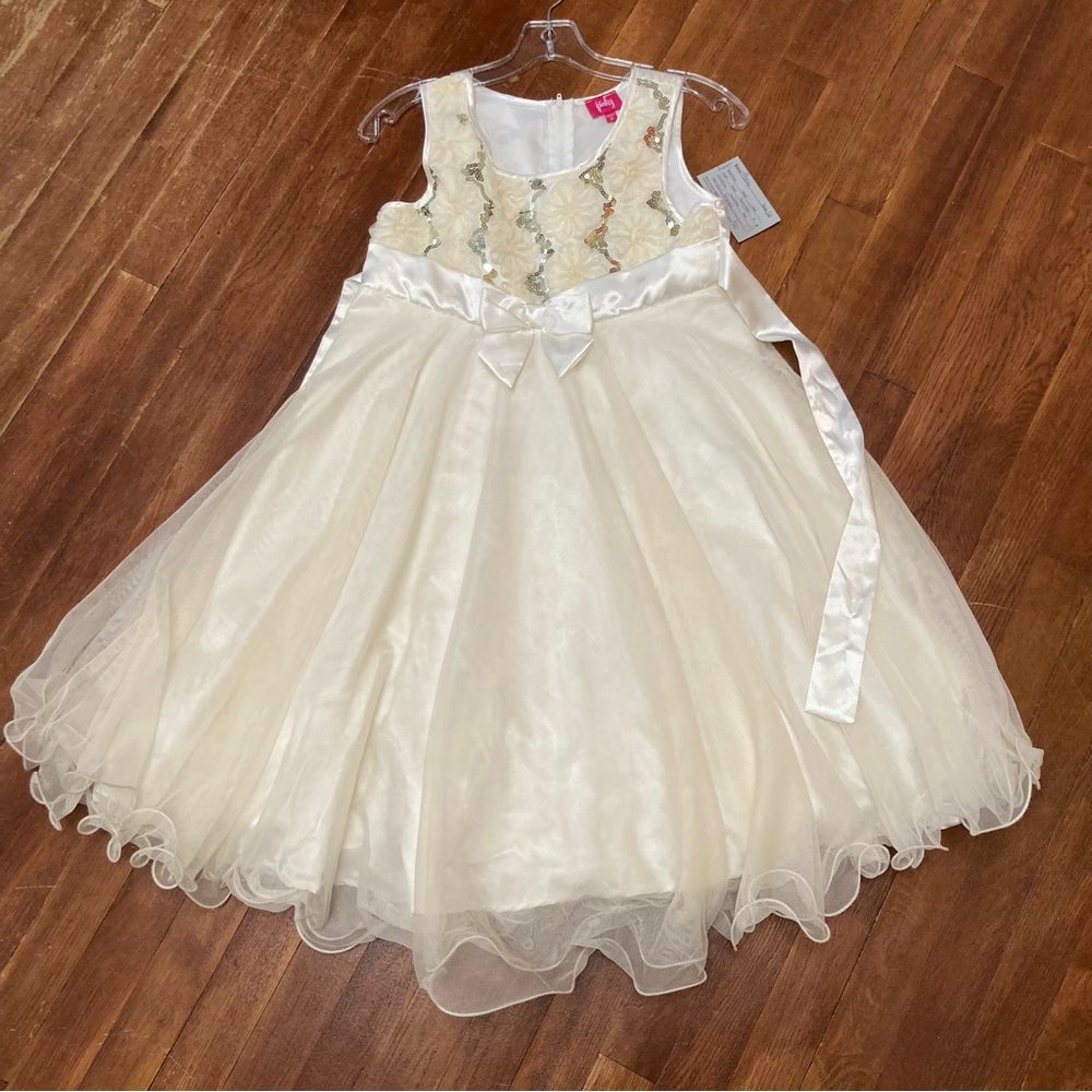 Vintage girls ivory flower girl Easter formal pageant dress NWOT sz 16
